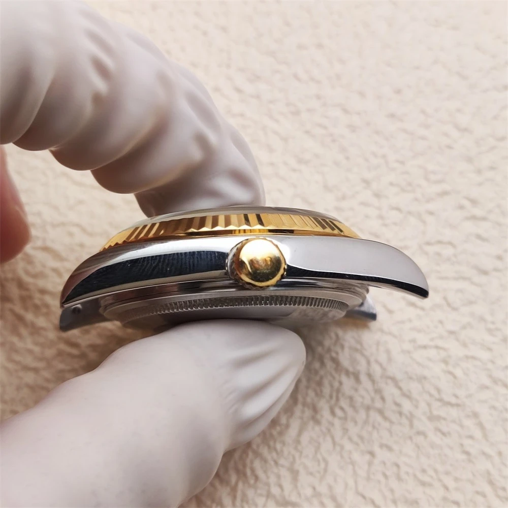 삼각대 36mm 12600 케이스 스틸 투스 베젤 HILEGU HL00101493 날짜 표시 케이스 호환 2824 2834 8200 무브먼트 방수 가스켓 없음 삼각대
