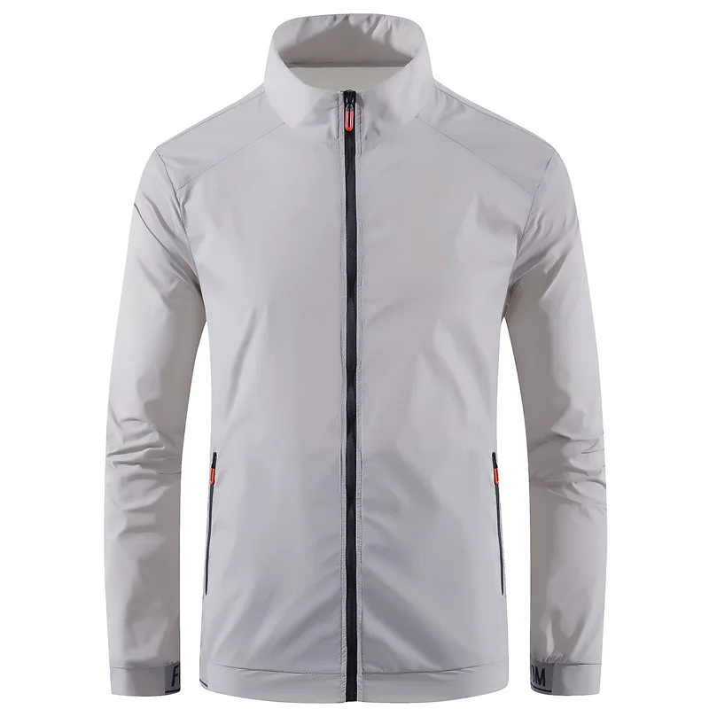 Sommarhudkappa män utomhus solskydd Lättviktsventilerande stativkrage vindjacka män enfärgad M-4XL jacka_voghion.com