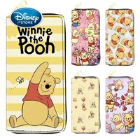Disney Winnie the Pooh Wallet Cartoon Piglet Eeyore Tigger Womens Blocking Leather Zip Around Wallet Long Purse Credit Card 1