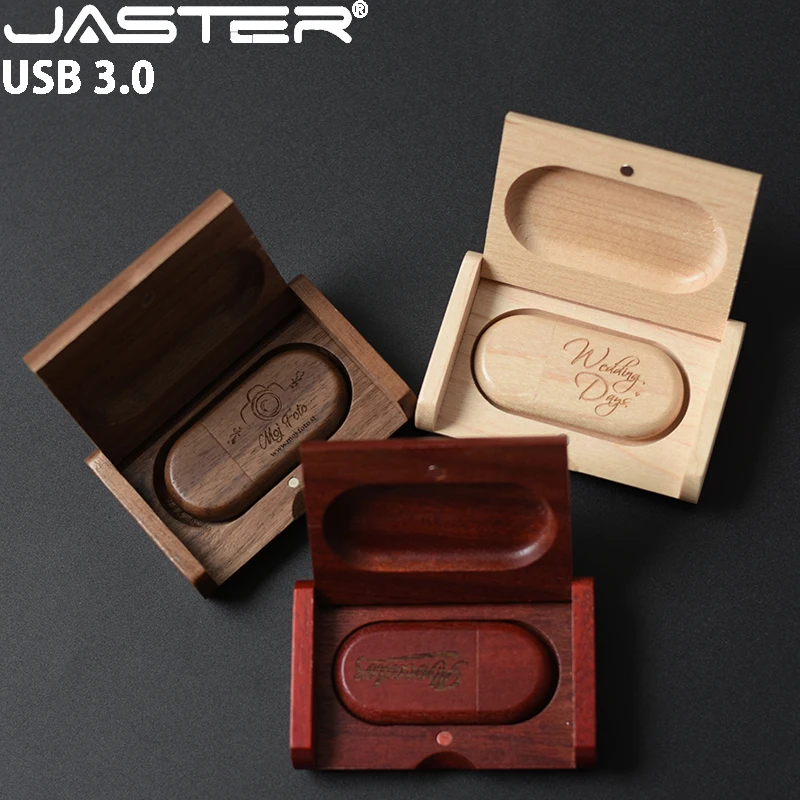JASTER USB 3.0 고속 나무 USB 플래시 드라이브 128GB 무료 맞춤형 로고 메모리 스틱 64GB 웨딩 선물 펜드라이브 32GB 16GB U 디스크