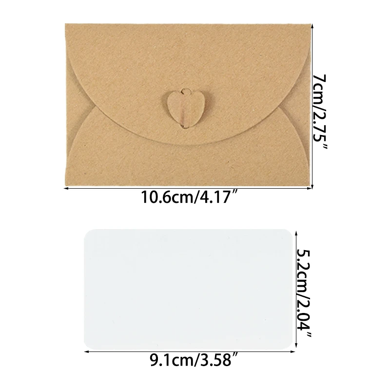 10pcs Kraft Paper Envelopes Love Heart Buckle Paper Invitations Gift Greeting Cards Wedding Birthday Christmas Cards