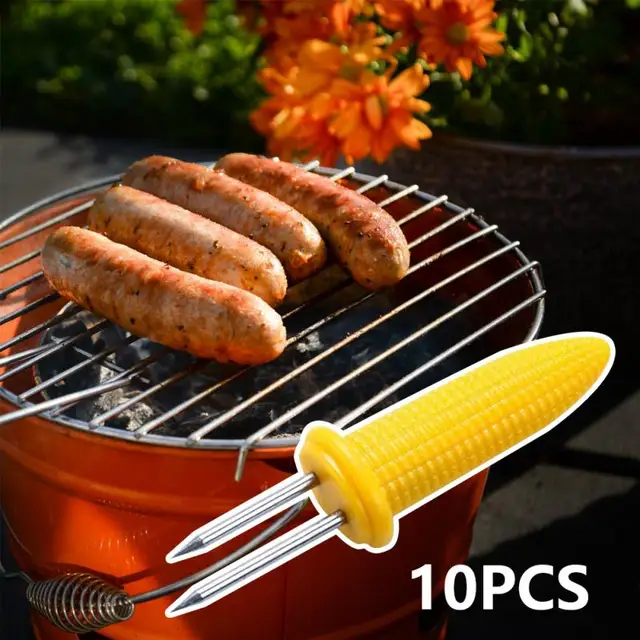 10 Darab Villák Kukorica Nyárs Rozsdamentes Acél Kukoricatartók Kukoricacsutkák Nyársból Gyümölcsvillák Grillező Szerszám Konyha Bbq Szerszámok - Image 5