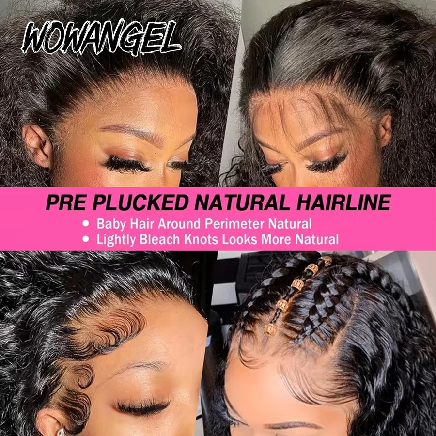 WOWANGEL Parrucche per capelli umani a onda profonda Pre pizzicate 13x6 HD Parrucche frontali complete in pizzo Pre candeggiate per le donne Parrucche ricci per capelli umani al 100% - immagine 3
