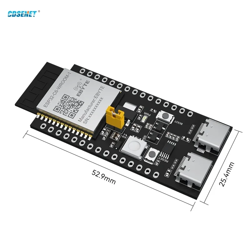 ESP32-C6 와이파이 블루투스 테스트 보드, CDSENET ESP32-C6-WROOM-1-TB, BLE5.3, WIFI6, MQTT, IPV6, 8 플래시 AT 명령, 2.4G