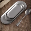 Retro Oval Stainless Steel Plate Thickened Silver Dessert Storage Tray Shallow Dishes Kitchen Tableware 1