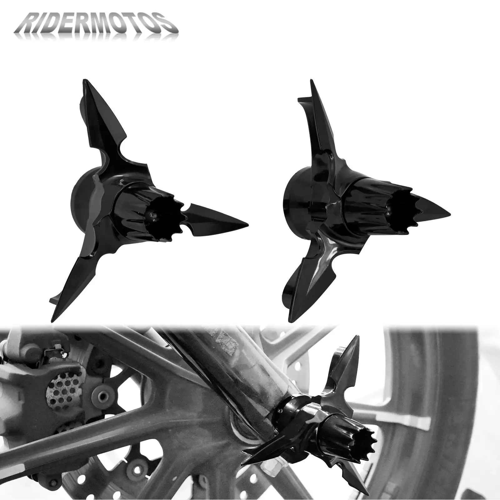 Moto Nero Spark Axle Cover Ruotato Tappo Dado Anteriore Per Harley Vrsc V-Rod 02-11 Softail 07-15 Dyna Sportster Touring 08-Up