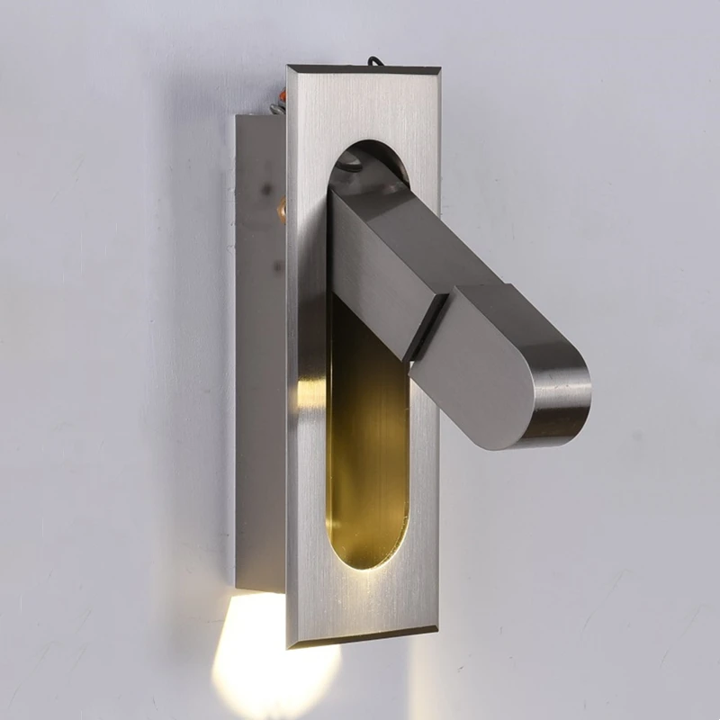 LED Wall Lamp Nordic Embedded LED Wall Lights 3W Angle Adjustable Folding Indoor Reading Sconce Lamp Bedroom Bedside Study Wall Lights Fixture