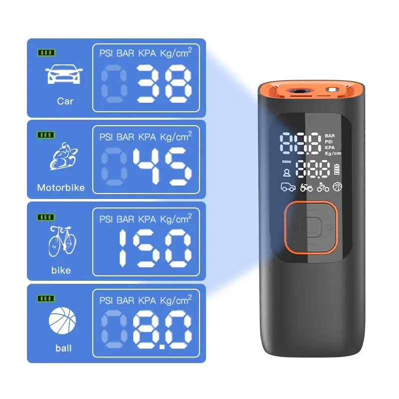40L/Min tyre compressor 12V, Cordless Car Air Compressor 160PSI Digital Car Air Pump 7500mAh Tire air injector sup inflator