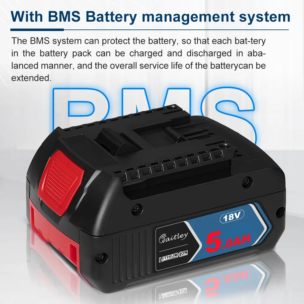 Waitley 18V 5000mah Rechargeable Li-ion Battery For Bosch, 49% OFF
