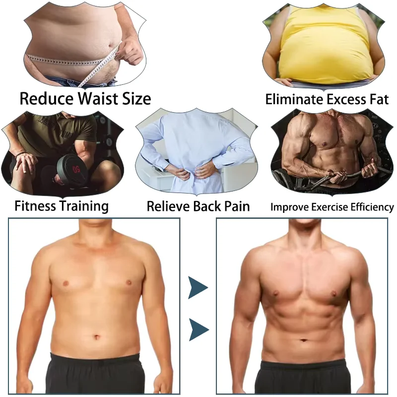 Men's Body Shaper Sauna Vest Double Belt Sweat Shirt Waist Trainer Corset Top Abdomen Slimming Shapewear Fat Burn Fitness Suits