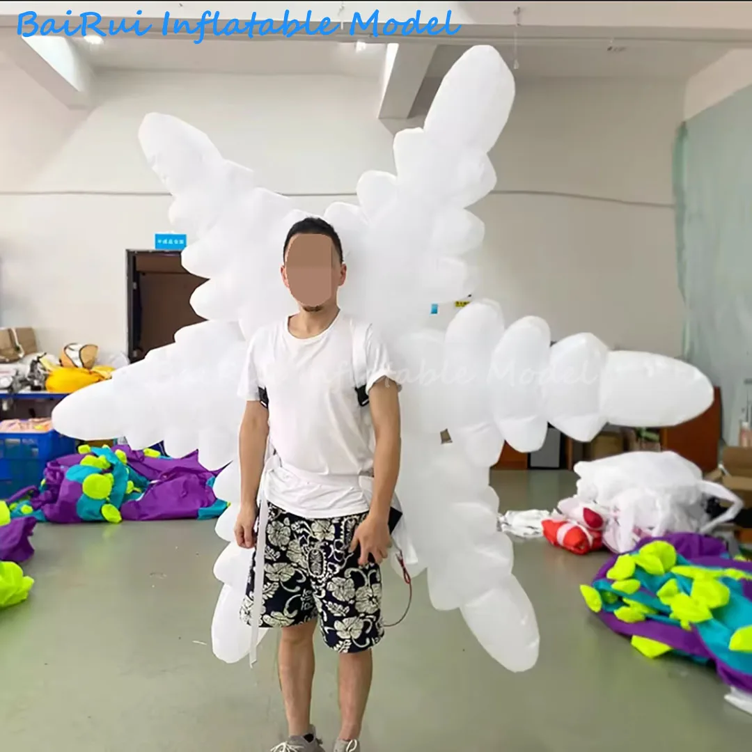 2.5M Outdoor New Year Parade Inflatable Snowflake Costume with Color Change LED Light Props for Carnival Party Performance
