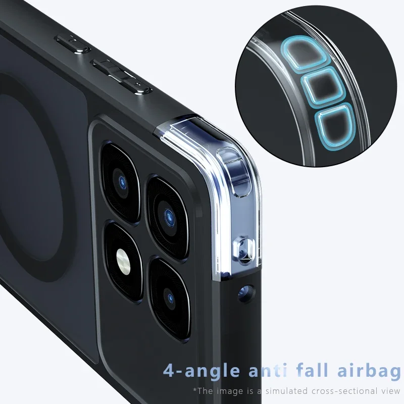 ELVEV Magnetic Shockproof Matte Case - Anti-Fingerprint Back Phone Cover