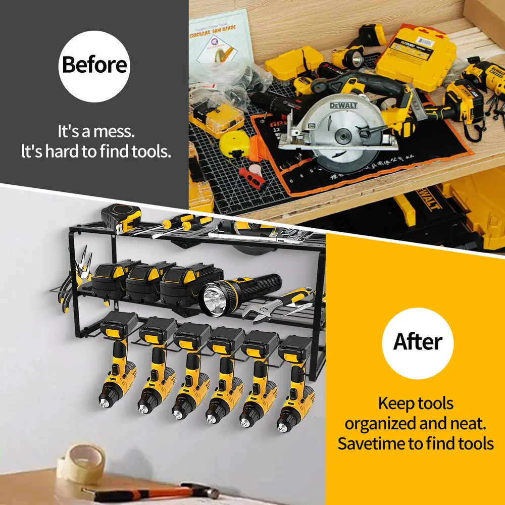 Heavy Duty Power Tool Organizer Drill 26" 3-Layer Holder Wall Mount Storage Rack 5