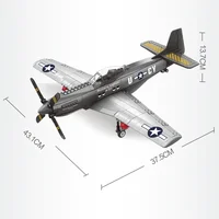 Military USA P-51 Mustang Fighter Jets Model Building Blocks Technical Aircraft Airplane MOC Weapons Bricks Toys for Adult Gifts 6
