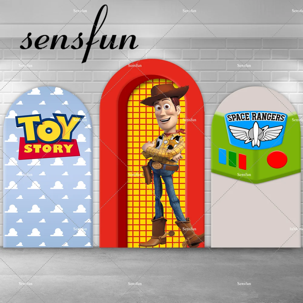 Toy Story Theme Chiara Wall Arch Fondale Cover Per Ragazzi Baby Shower Birthday Party Decor Woody Arched Background Double Sided