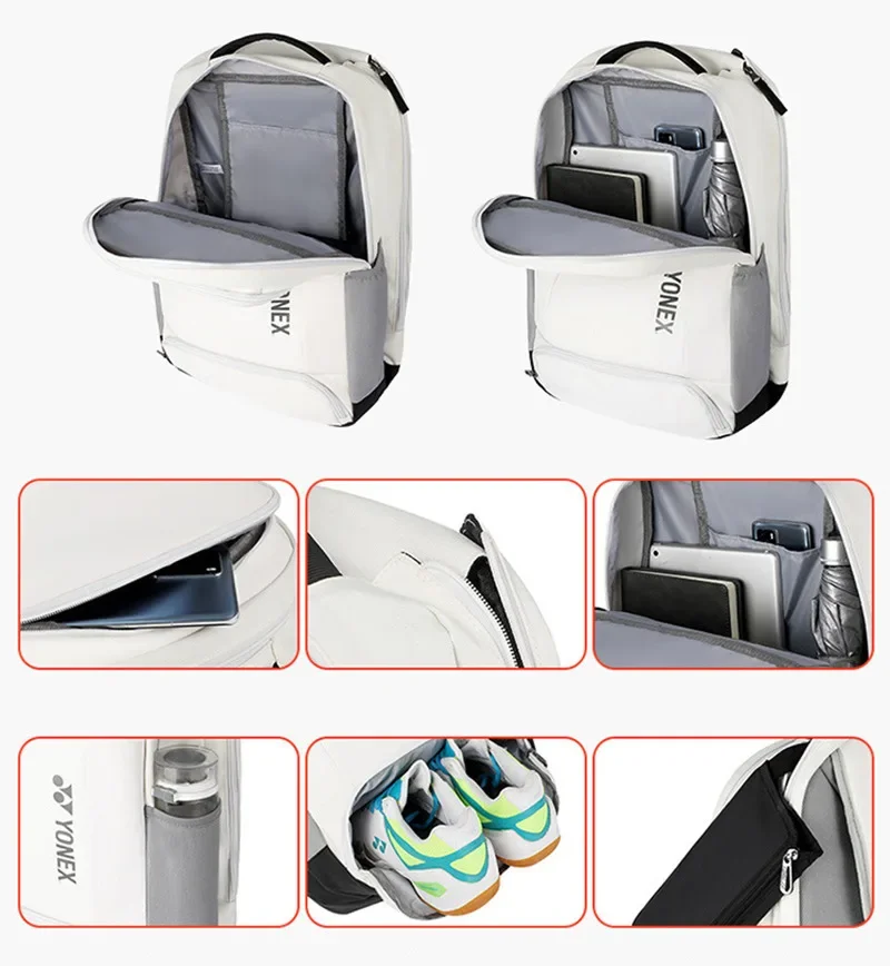 YONEX Badminton Racket Backpack Waterproof Sports 2pcs Tennis Shoulder Bag With Shoe Compartment Ergonomic Design For Unisex 5