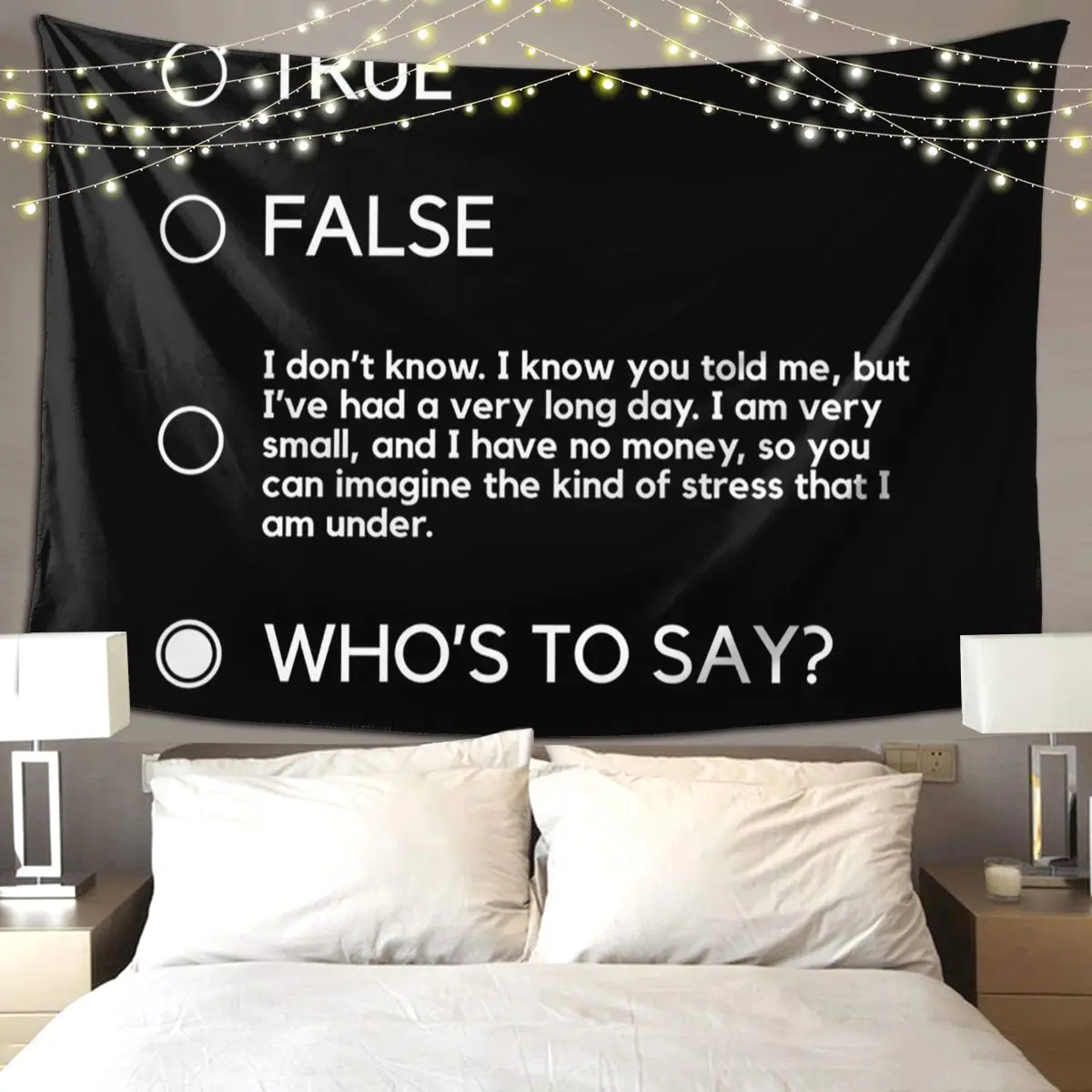 

Who's To Say John Mulaney Tapestry Hippie Wall Hanging Aesthetic Home Decor Tapestries for Living Room Bedroom Dorm Room