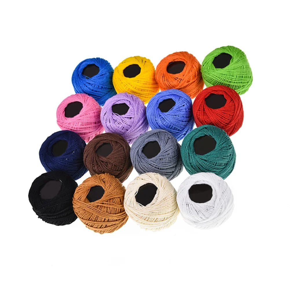 

16pcs Crochet Thread Set 16 Colors Cotton Yarn Thread for DIY Craft Embroidery Crochet Cross Stitch ( Color )