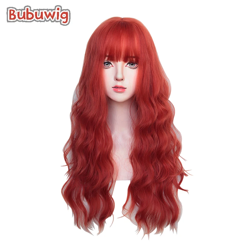 Bubuwig Synthetic Hair 89 Colors 65cm Long Curly Lolita Wig Black Red Blonde Brown Purple Blue Wigs With Bangs Heat Resistant 65cm female fashion black waistband wide waist elastic stretch belt for women cinch waistband dress coat clothing accessories