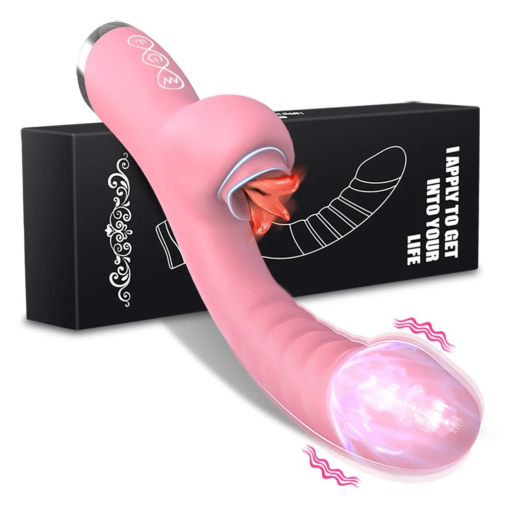 FairyKiss Dildo Vibrator Für Frauen 2In1 Zunge Lecken Klitoris G-Punkt Stimulator Vagina Massager Weibliche Sucker Erwachsene Sex Spielzeug 1