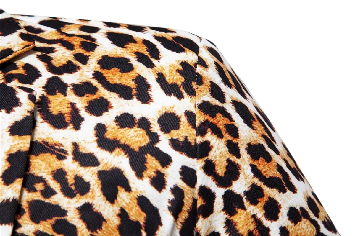 Men's Suit Jacket Leopard Print Suit Business Casual Party Jacket Men Blazer Coat