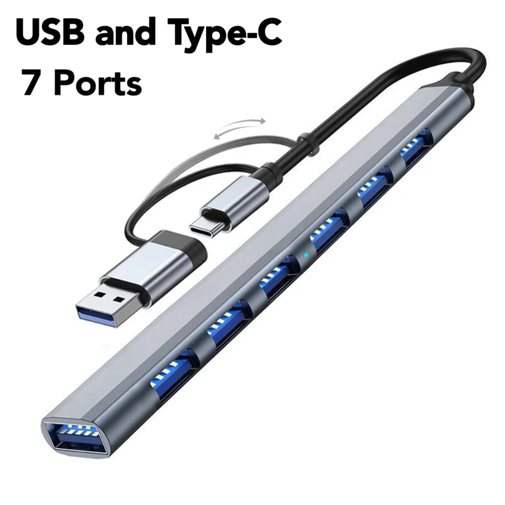 7-Port High-Speed USB-C Hub with USB-A and USB-C PD Connectivity