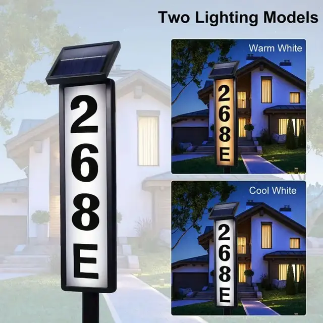 Solar House Number Light | LED Address Sign with Stake, Solar-Powered Outdoor Lighting for Home 5