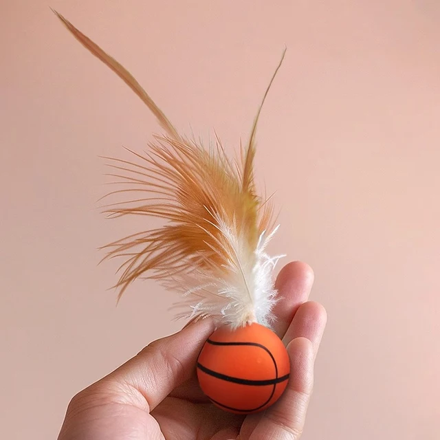 1/3Pcs Pet Cat Interactive Ball Toys Interactive Bouncy Balls with Feathers Indoor Cat Cat Toys Deplete Cat's Excess Energy 5