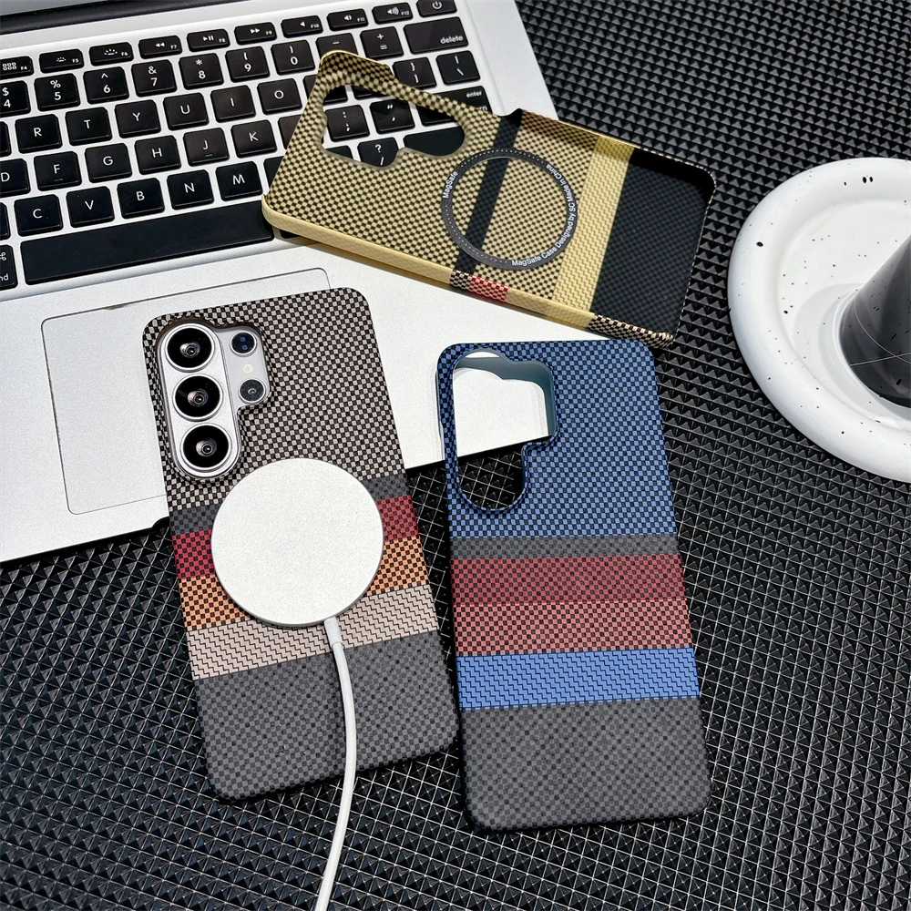 Kevlar Slim Magnetic Carbon Fiber Case with Wireless Charging Capability