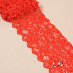 Vibrant Elastic Floral Lace Ribbon - 8cm Wide, Multi - Color Options for DIY Apparel and Sewing (Red)