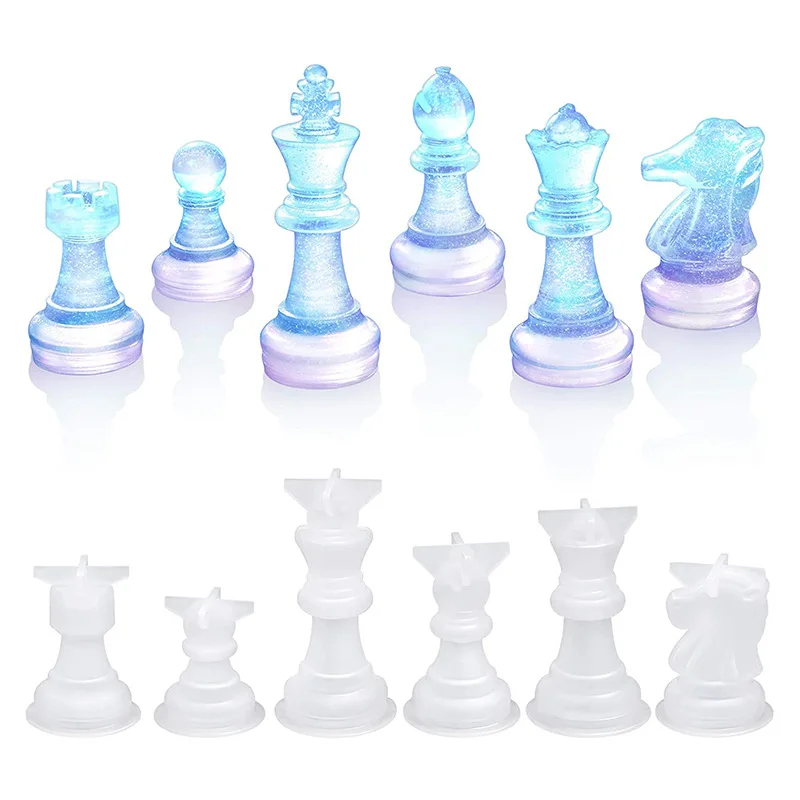 3D Crystal International Chess Pieces Epoxy Resin Mold Chess Pieces  Silicone Mould board game Craft Jewelry Home Decoration Tool