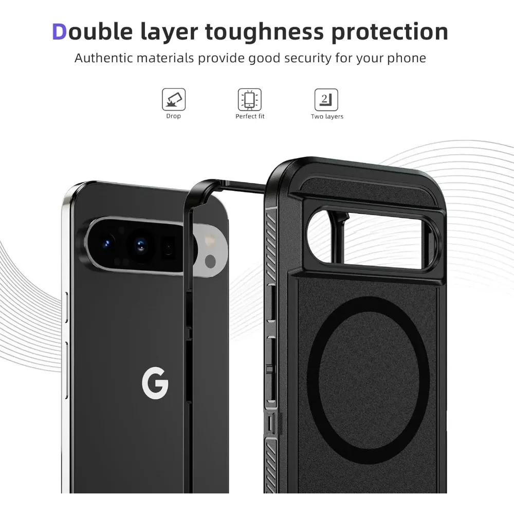 Shockproof Military Grade Armor MagSafe Case with Magnetic Charging and Rugged Bumper Back Cover
