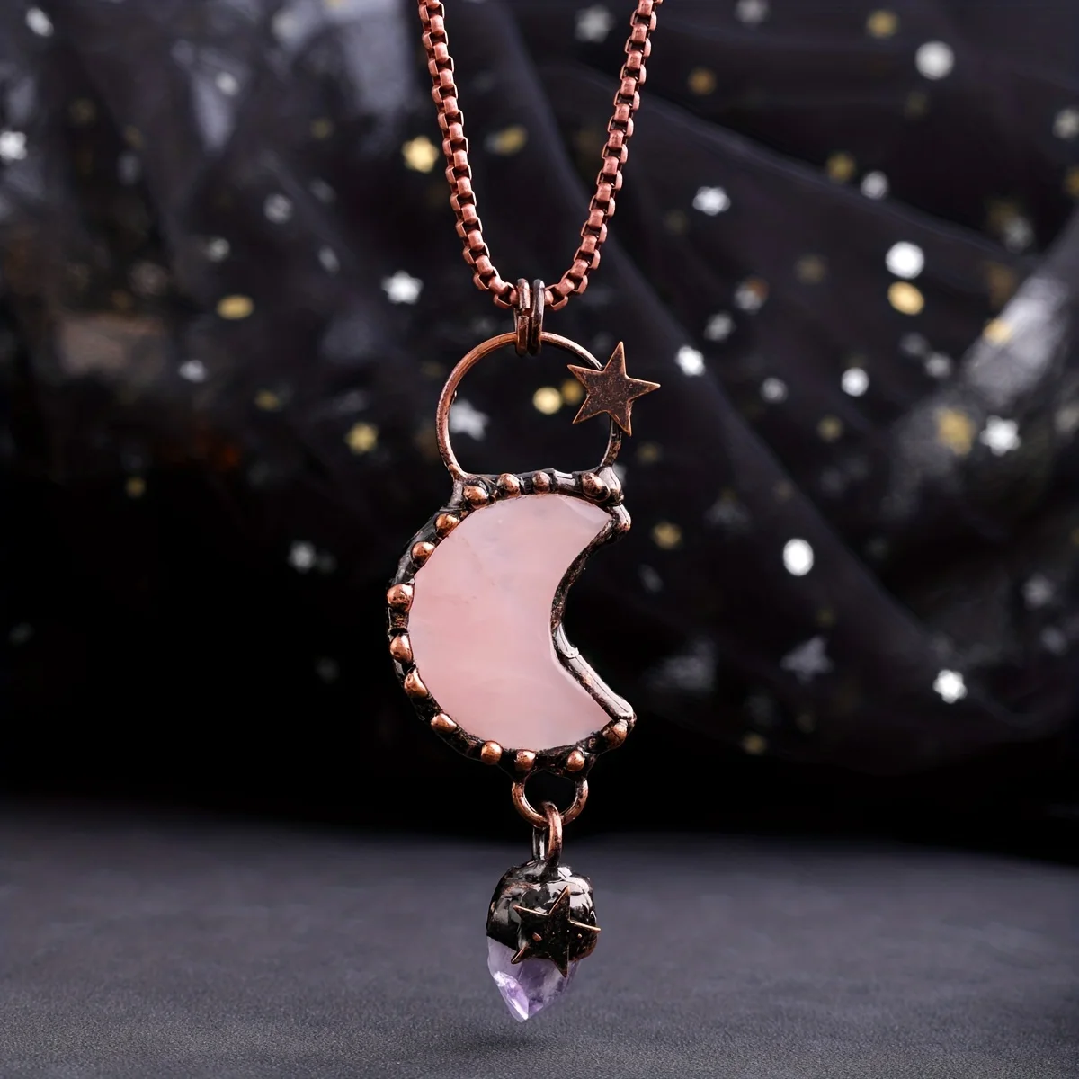 YEEVAA 1pc Vintage Crystal Leaf Moonlight Pendant, Meditation Necklace, DIY Jewelry Necklace Healing Treating Quartz Jewelry