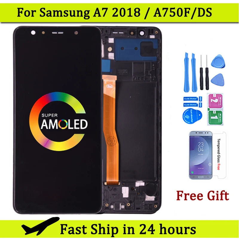

Super Amoled For Samsung A7 2018 A750 SM-A750F LCD Display with Touch Screen Digitizer Assembly For Samsung A750 LCD