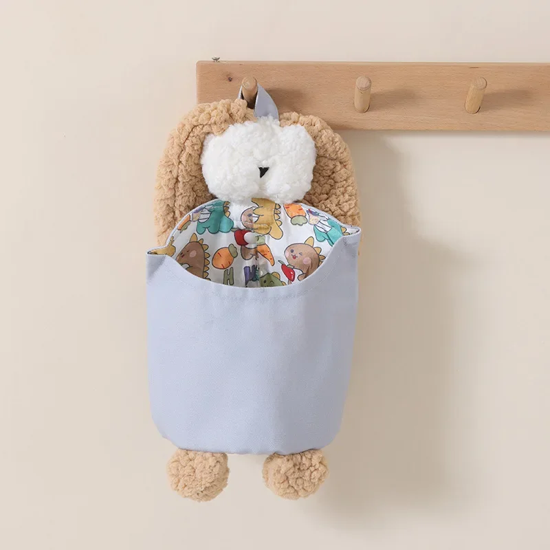 Baby Crib Storage Bag Cotton Cartoon plush rabbit shape Pouch Newborn Bed Headboard Organizer for Baby Bedding Diaper Toys Bag