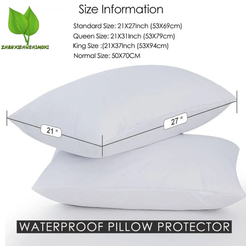 WhitePillowCoverWaterproofPillowProtectorAntiMitesBedBugProof