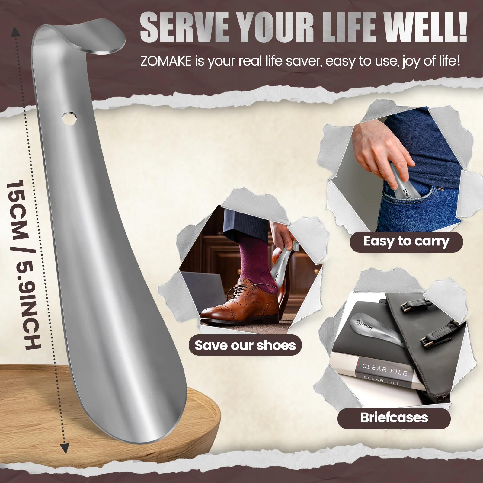 ZOMAKE Metal Shoe Horn Shoehorn Helper for Boots Flexible Lifter Spoon Professional Aid Tool Shoe Accessories Best Sellers In Shoes