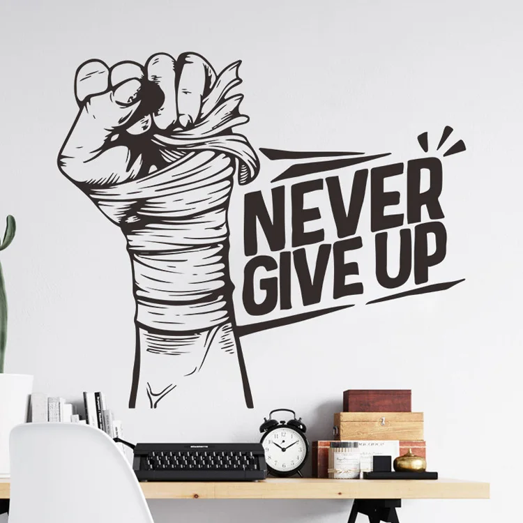NEVER GIVE UP Inspirierender Wandaufkleber, Schlafzimmer-Hintergrund für Heimdekoration, Kinderzimmer-Dekoration, Tapete, kreatives Muster, Mual – Detail 2