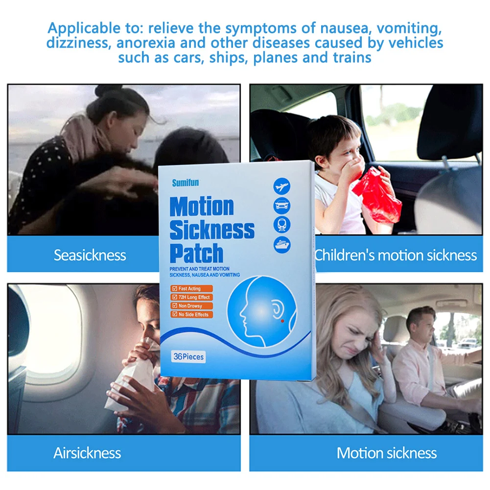 Headache Patches Chinese Herbal Motion Sickness Anorexia Relief Plaster 36pcs/box For Going Out Kids Adults