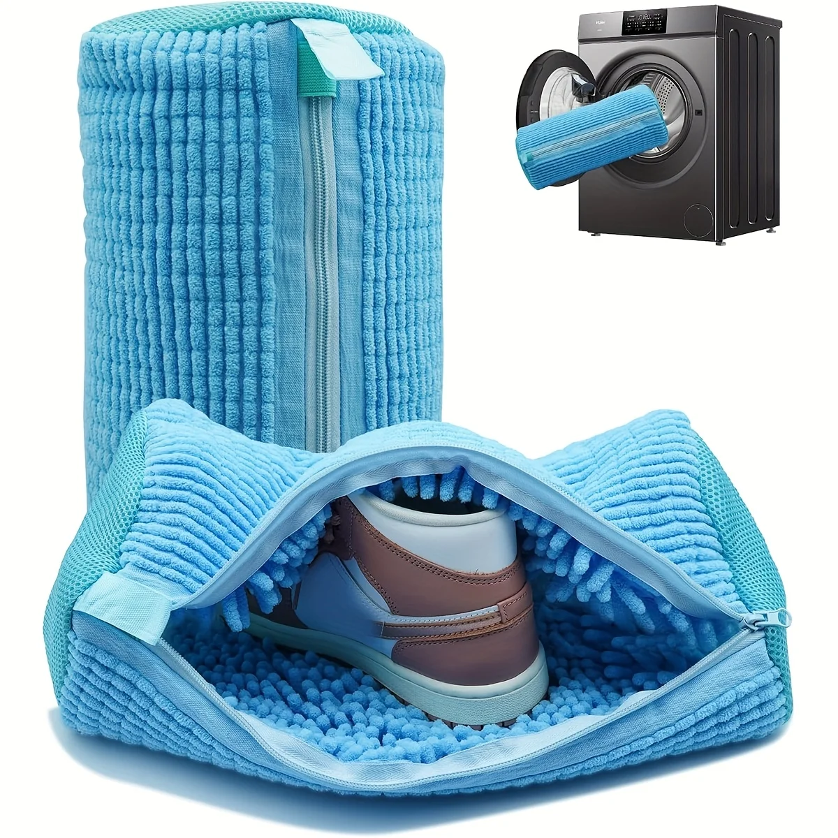 Fluffy Fiber 360° Surround Cleaning Shoe Washing Bag – Reusable Durable Machine-Washable Laundry Bag with Zipper Closure(1pc) BEST SELLERS
