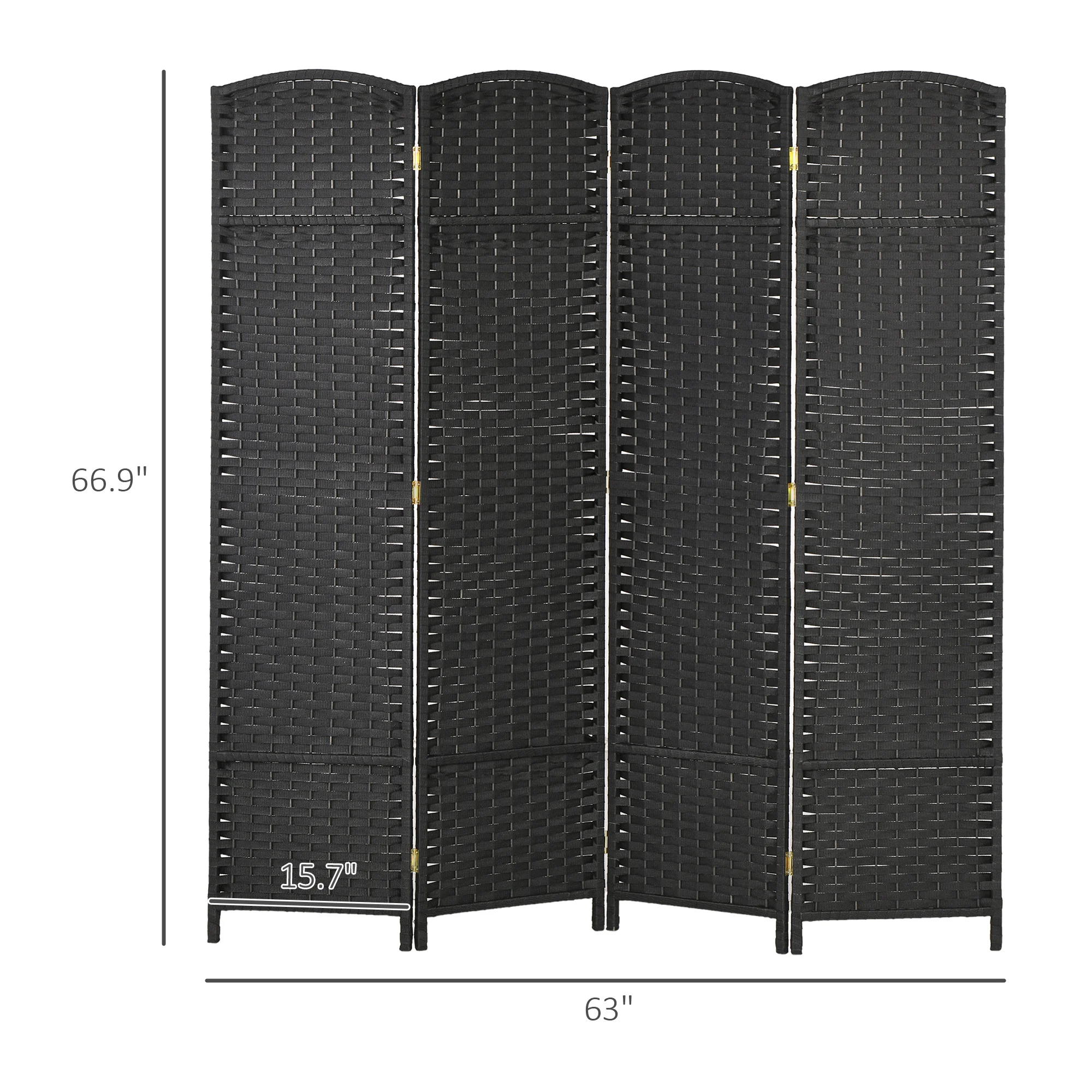 HOMCOM 4 Panel Room Divider Freestanding Folding Privacy Screen Black 3