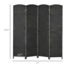 HOMCOM 4 Panel Room Divider Freestanding Folding Privacy Screen Black 3