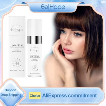 Eelhope Tinted Moisturizer Nicotinamide Lasting Oil Control Anti Sun Protection Moisturizing Facial Sunscreen Tinted Face Cream