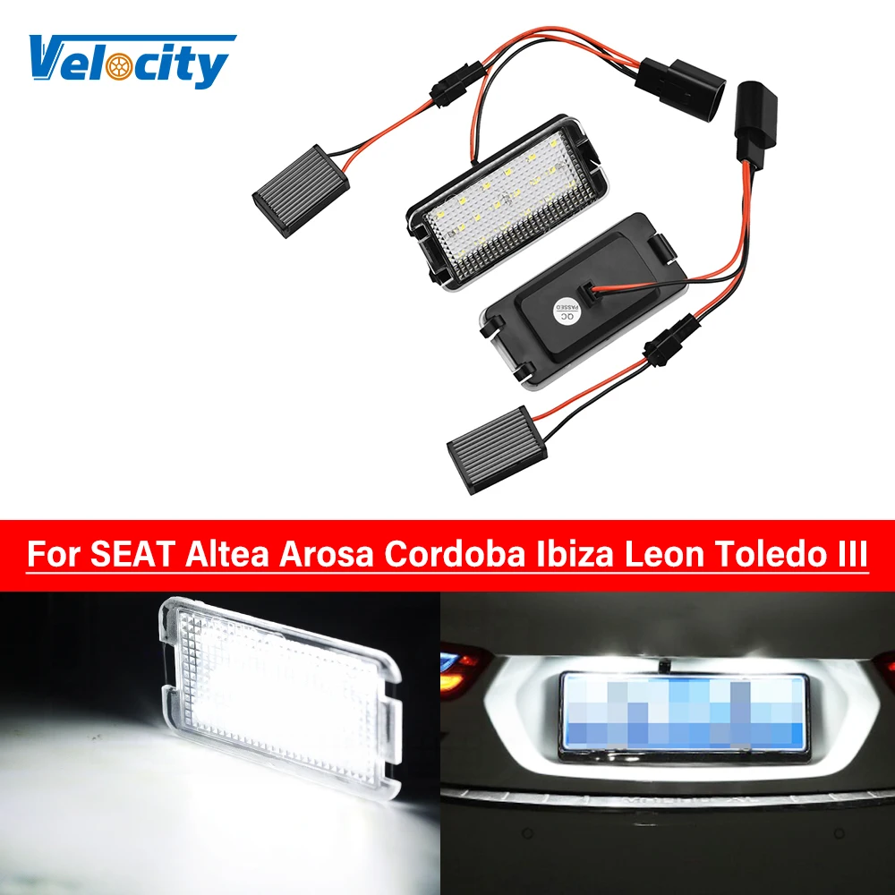 

Светодиодная подсветка Canbus для номерного знака, 2 шт., без ошибок, для SEAT Altea Arosa Cordoba I Cordoba II Ibiza III Leon светодиодный o III 6500K