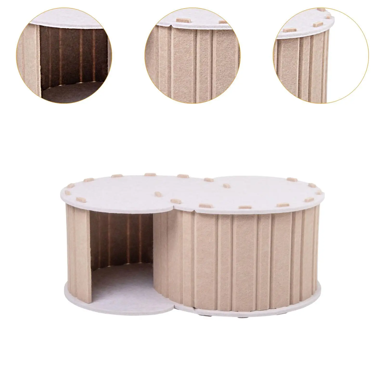 Cat Play Tunnel Bed for 2 Cats Breathable All Season Universal Comfortable Removable Cover Cat Cave with 2 Holes Pet House