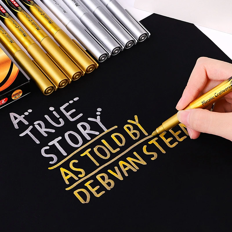 Marker Pens Paint Marker Pen Art Markers Paint Pen Art Marker Pen Gold Silver Colour Craft Pen Waterproof Paint Pen Sign Mark Metal Greeting Card Calligraphy Highlight Pens