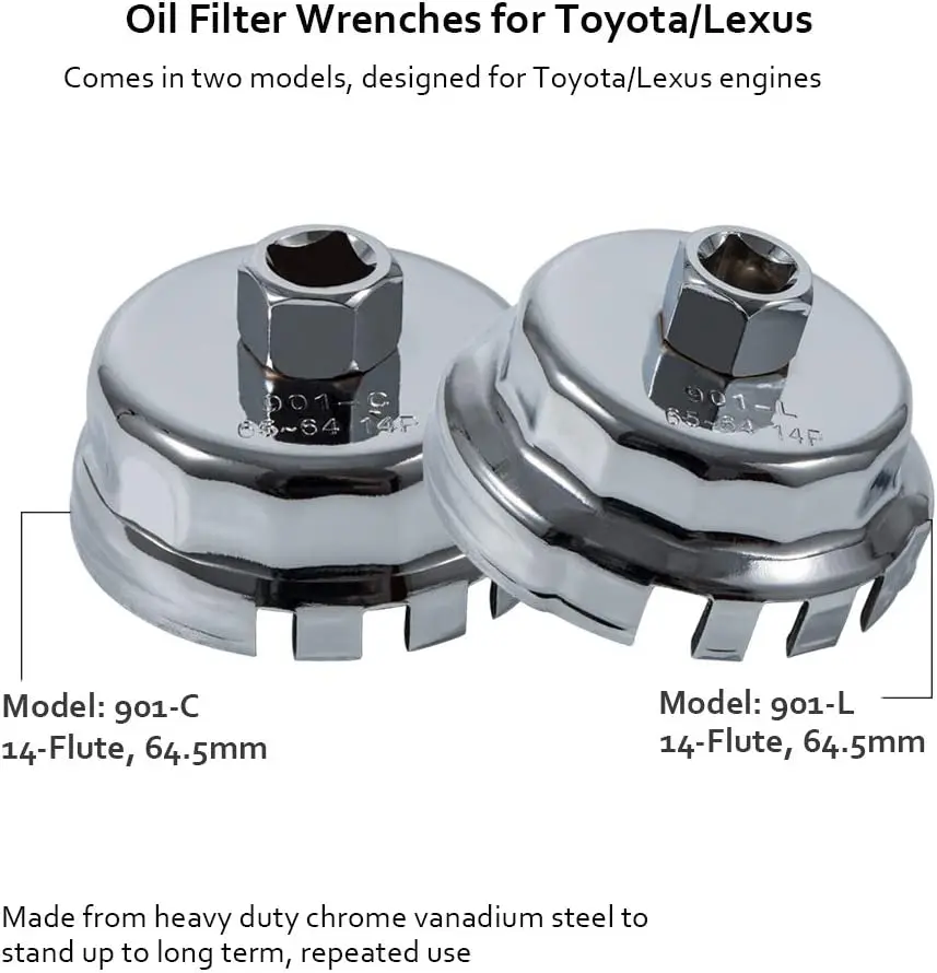 64.5mm 14-Flute Oil Filter Cap Wrench – Fits Toyota & Lexus, Socket-Style Remover Tool