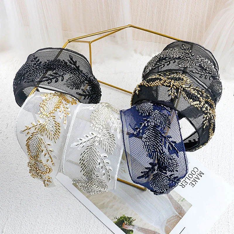 

Beading Embroidery Hairbands For Women Headband For Girls Hair Accessories Hair Band Floar Crown Headbands Head Wrap