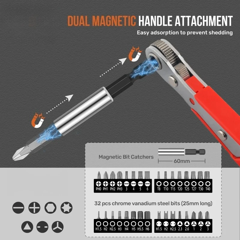 New 48 Piece 1/4 Series Socket Batch Head Tool Set Multifunctional Ratchet Wrench Set Auto Repair and Home Repair Toolbox