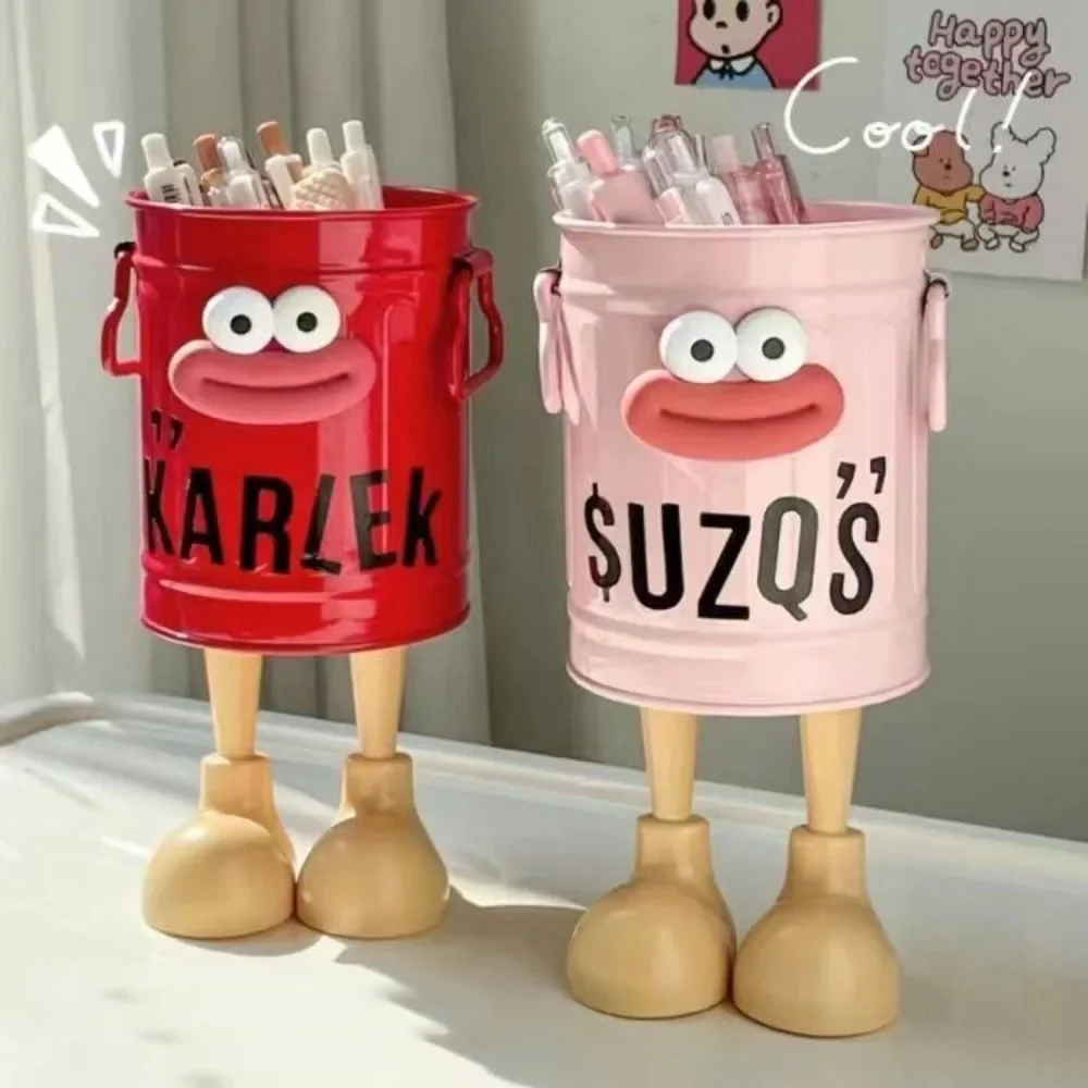 1 Pc cartoon pen holder, simple storage holder, for office storage, desk storage, home study storage (random letter stickers)